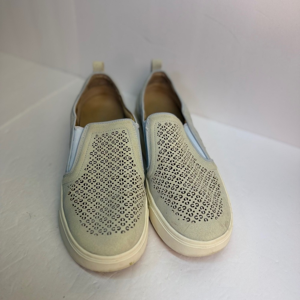 Vionic Kimmie Perf Light Blue Suede Perforated Slip On Sneakers Womens 10